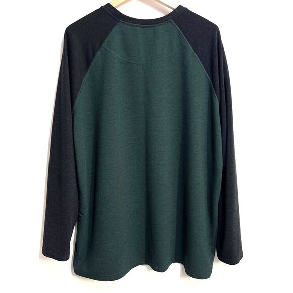 Orvis T-Shirt Mens 2XL Long Sleeve Raglan Green Black Crew Neck Embroidered Logo - Picture 2 of 9
